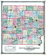 Douglas, Coles, Cumberland, Clark, and Edgar Counties Map, Illinois State Atlas 1875